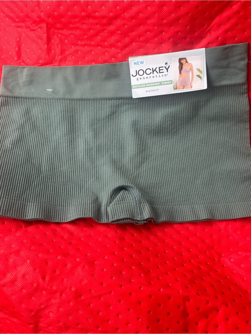Jockey Green Ribbed Boyshort Size M